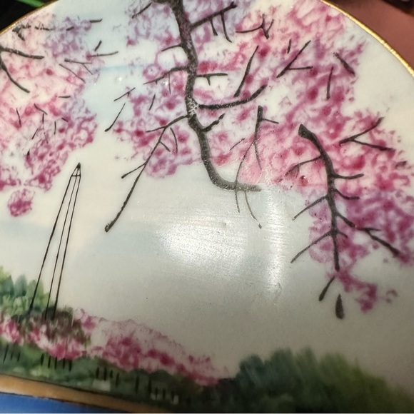 Vintage Washington Monument Souvenir Plate - Hand-Painted Cherry Blossom - Picture 2 of 6